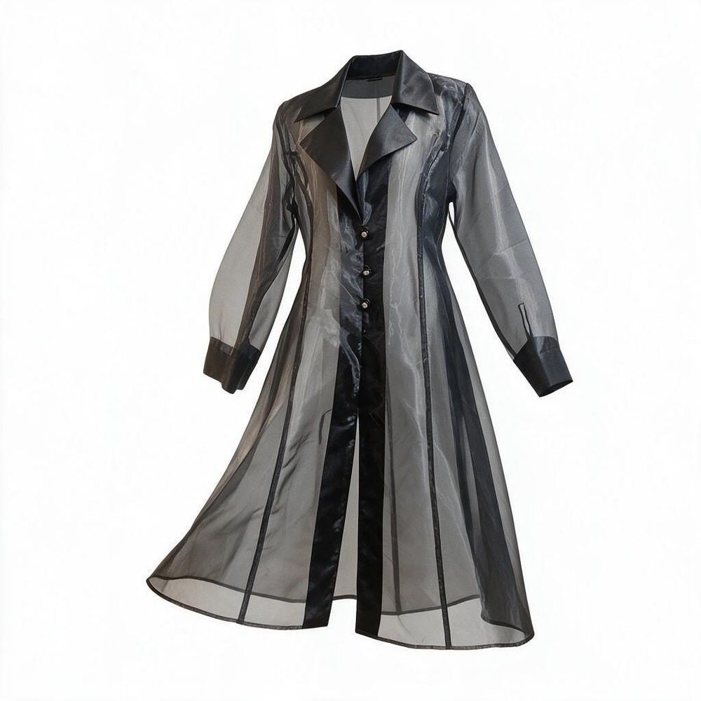 MINT Vintage 80s 90s Fashion Network LA Sheer Organza Maxi Duster Coat - Size L
